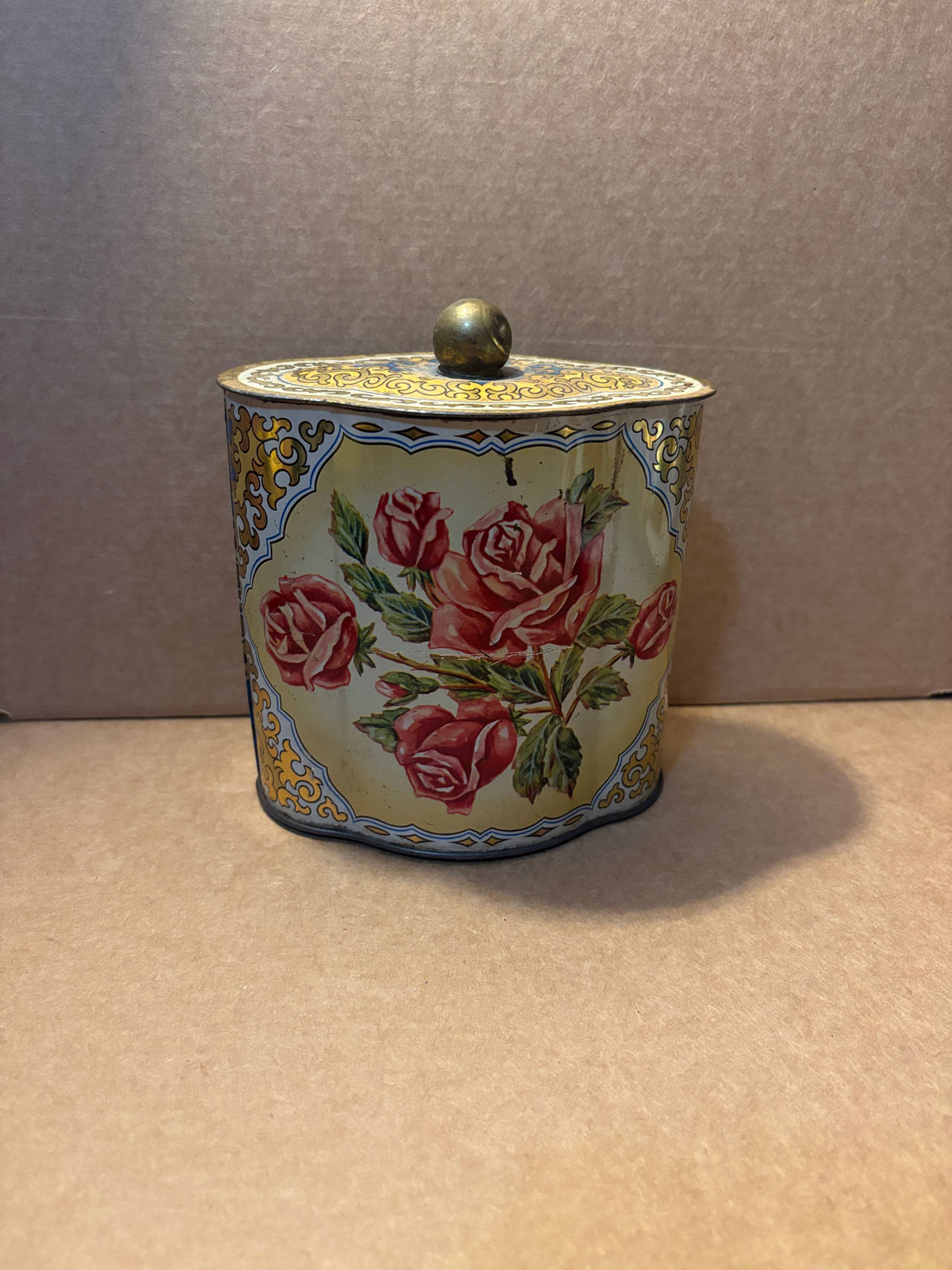 Vintage Floral Tin Canister