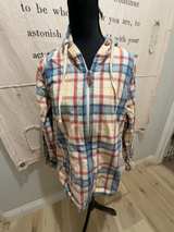 L.L. Bean Women's Scotch Plaid Flannel Zip Hoodie Red/Blue - Image 1
