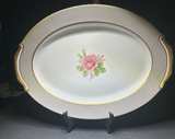 VINTAGE FUJI CHINA ROSETTE 16" SERVING PLATTER GOLD TRIM - Image 1