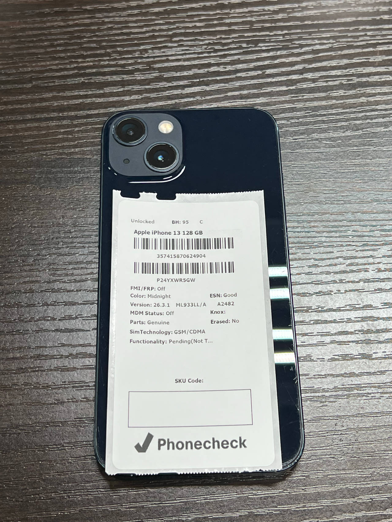 Apple iPhone 13 128GB Midnight unlocked 95% battery health