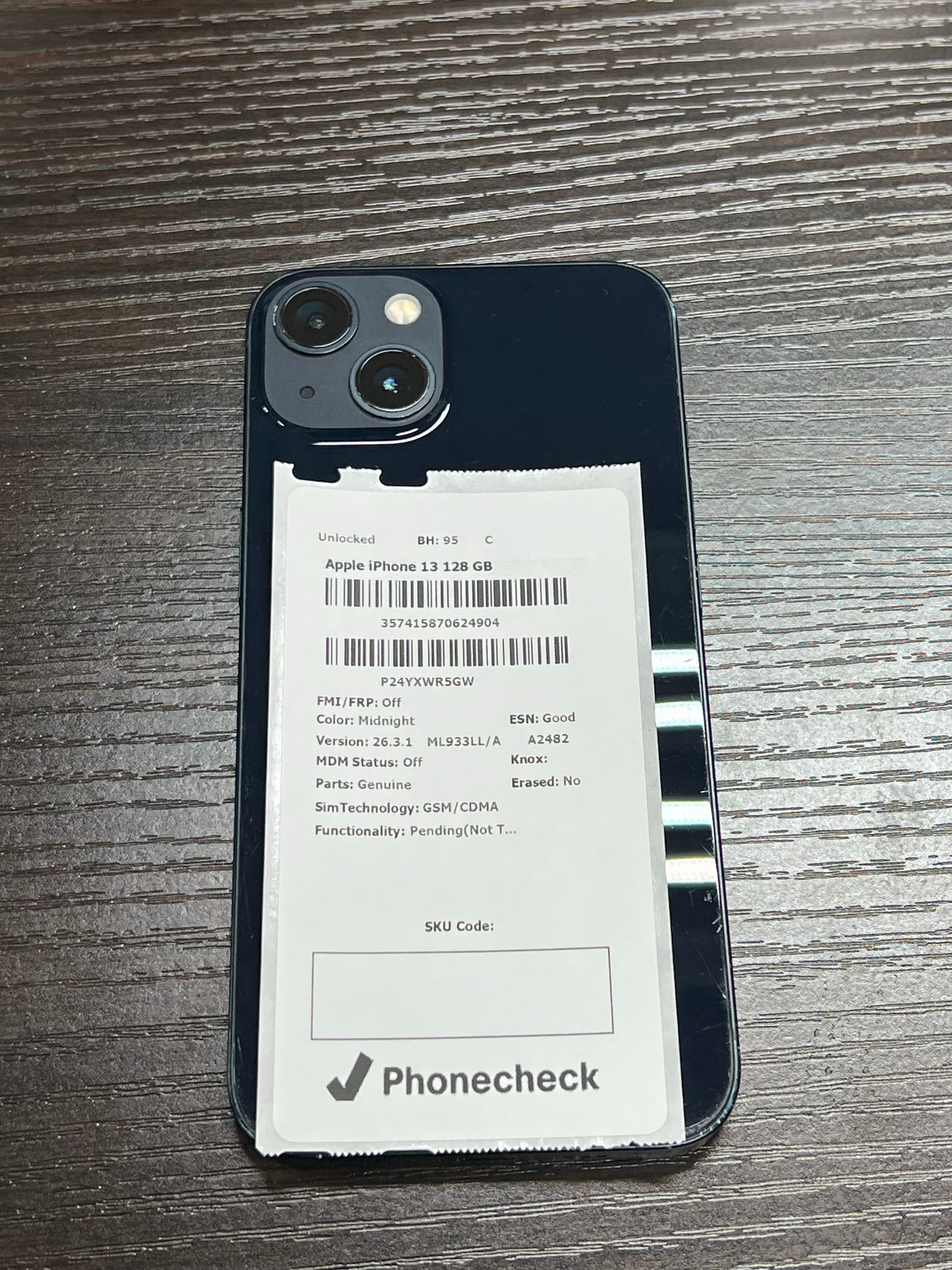 Apple iPhone 13 128GB Midnight unlocked 95% battery health