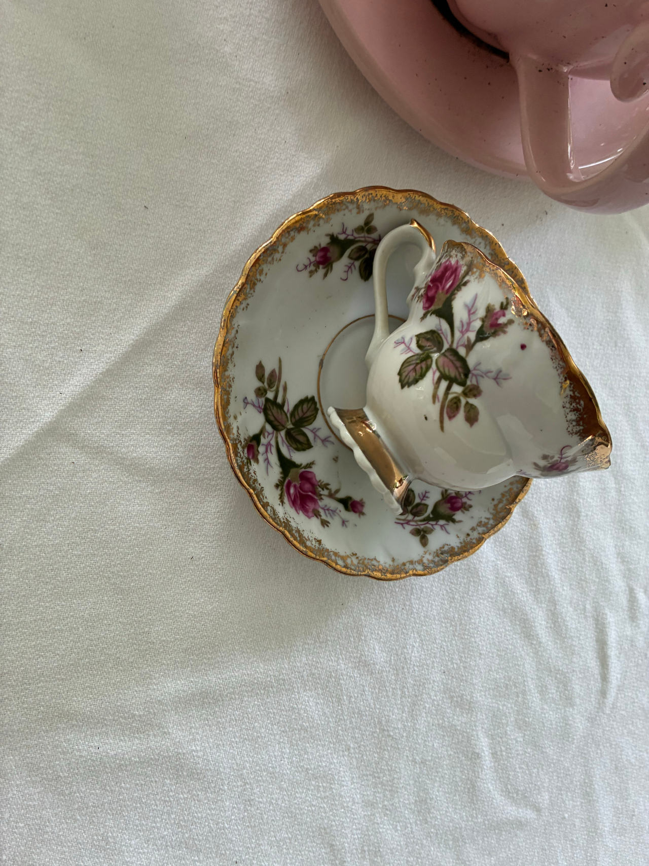 Royal Sealy Moss Rose Teacup and Saucer Set