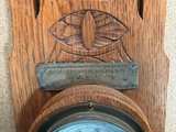 Antique Dutch Art Nouveau Oak Wall Barometer and Thermometer - Image 6