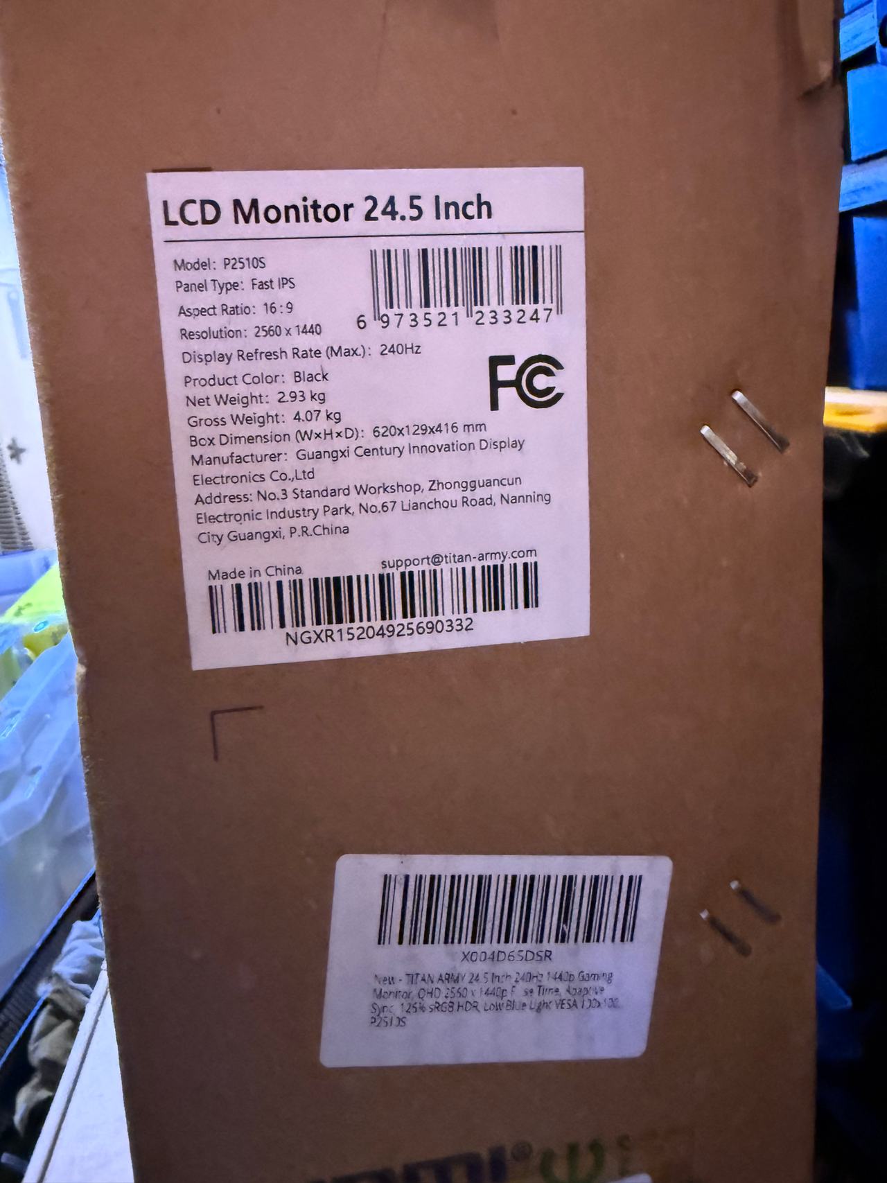 TITAN ARMY P2510S PLUS 24.5"
Gaming Monitor
2560*1440,240Hz 144OP QHD,1ms
1000:1
