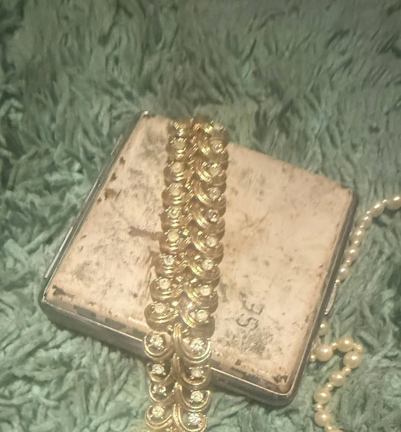 Vintage Gold Tone Rhinestone Scroll Bracelet