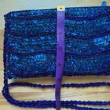 Vintage André Cellini Blue Sequin Beaded Evening Bag Clutch Purse Crossbody - Image 5