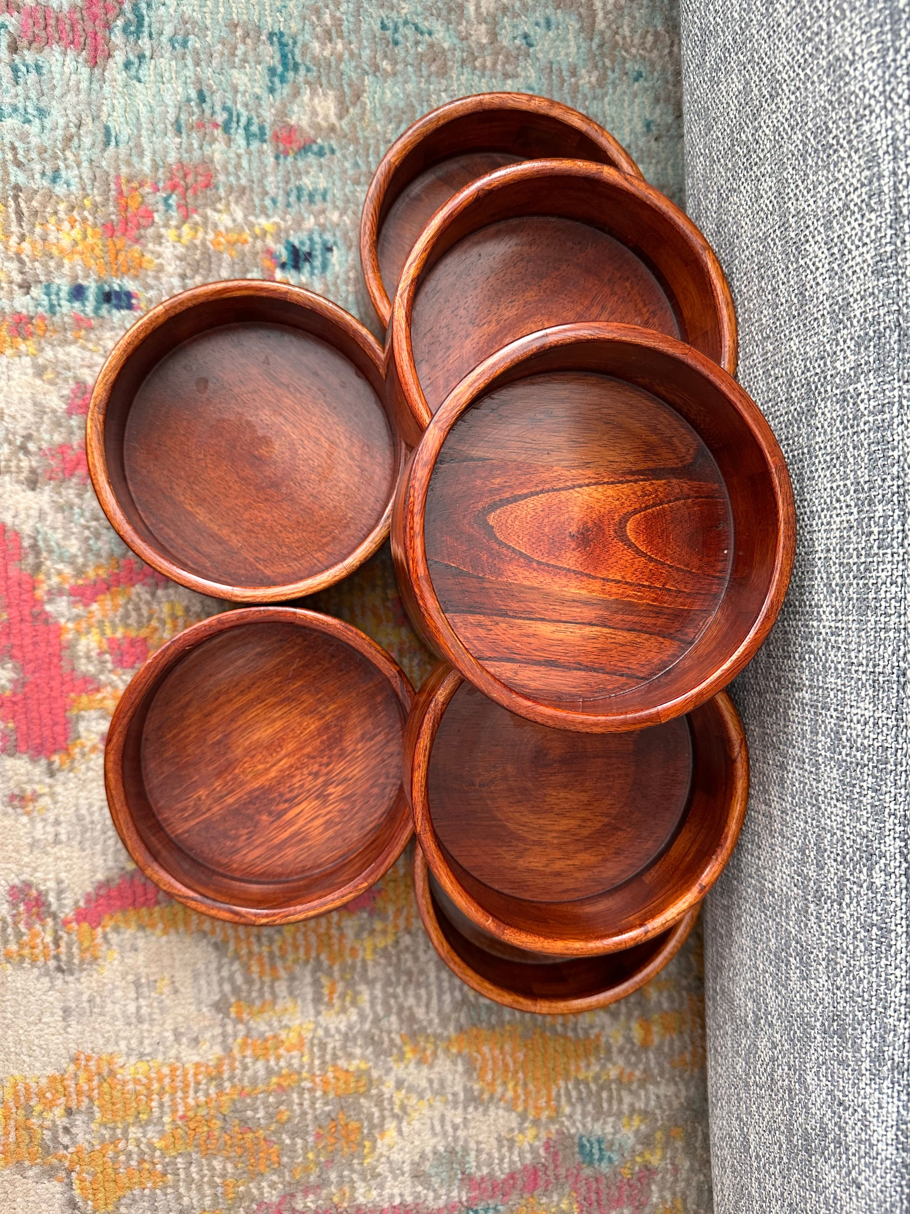 8 piece Wooden Salad Bowls - Image 2