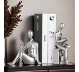 Home Decorative Reading Book Statue Bookends Elegant Ceramic Bookshelf 2-Set - Image 1