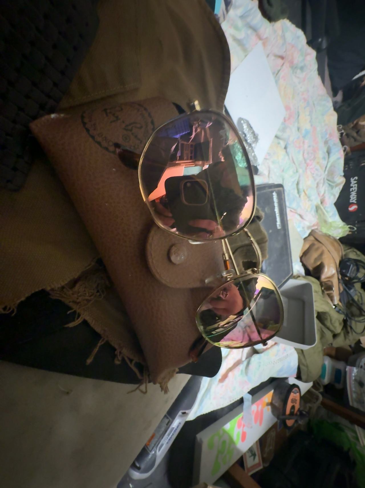 Ray-Ban Aviator Sunglasses Gold Frame Yellow Mirrored
