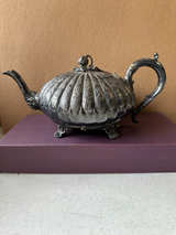 Antique Silver Plated Melon Ribbed Teapot by Roberts & Co in Sheffield England - Image 1
