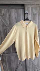 Turnbury Merino Wool Long Sleeve Polo Sweater size Large Pale yellow - Image 3