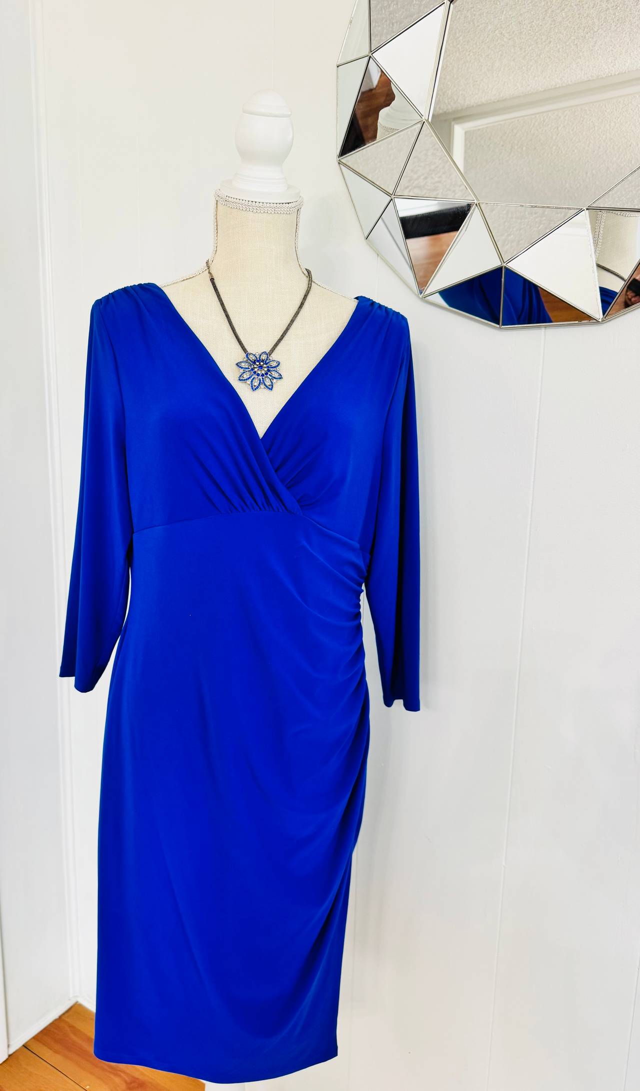 Lauren Ralph Lauren Royal Blue Ruched Sheath Dress