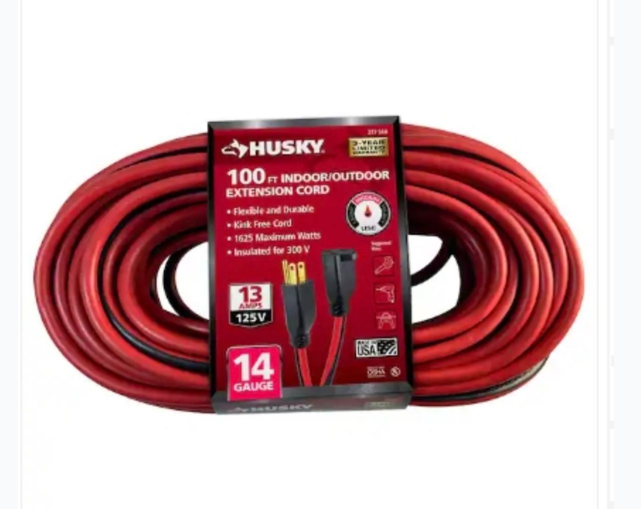 Husky 100 ft. 14/3 Indoor/Outdoor Extension Cord