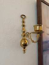 Vintage Brass Wall Sconce Candle Holders (2) - Pair - Image 7