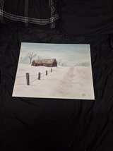 Karen Dukes Winter Barn Landscape Oil Painting - Image 2