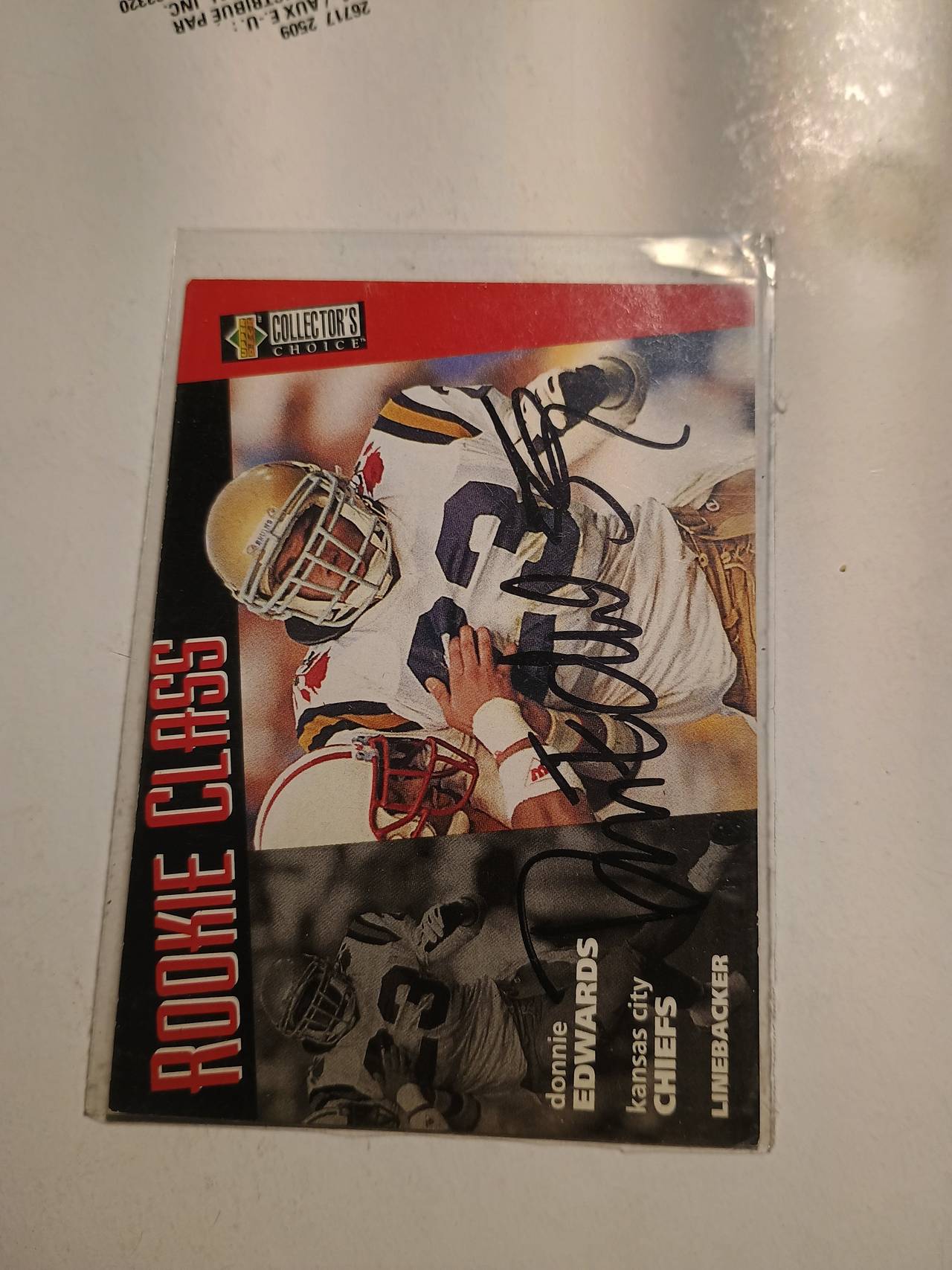 1996 Upper Deck Collector's Choice Donnie Edwards Rookie Card #20 Signed