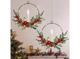 Christmas Wreaths,2Pack 16 Inch Christmas Door Wreaths with LED Taper Candles - Image 1