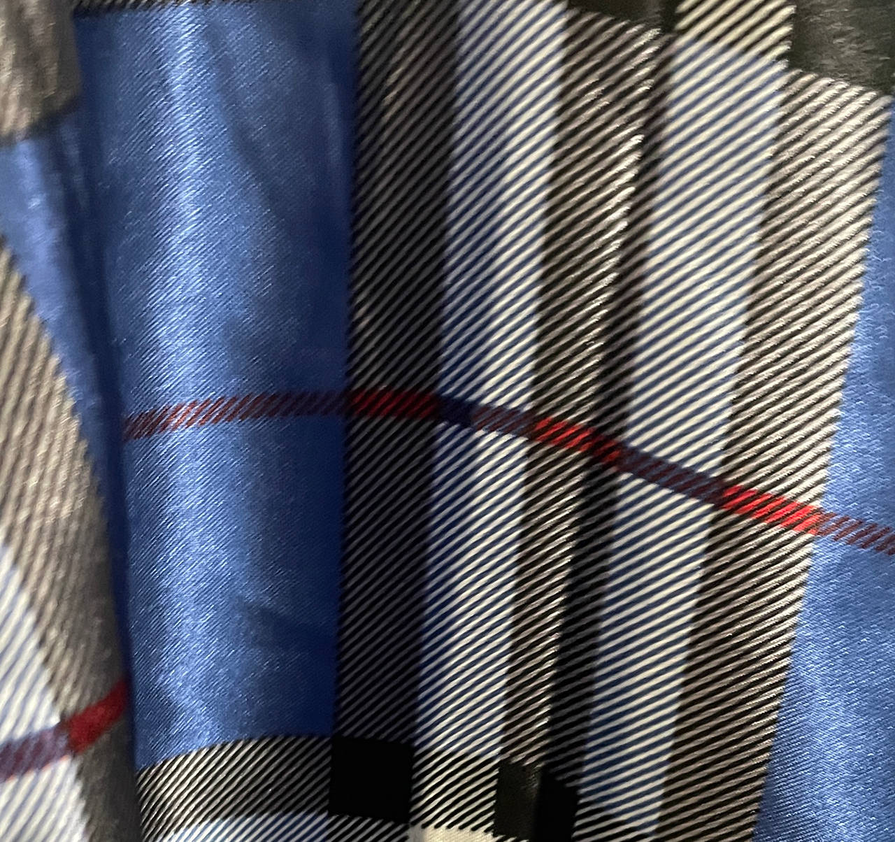 Blue and Black Plaid Satin Fabric Item