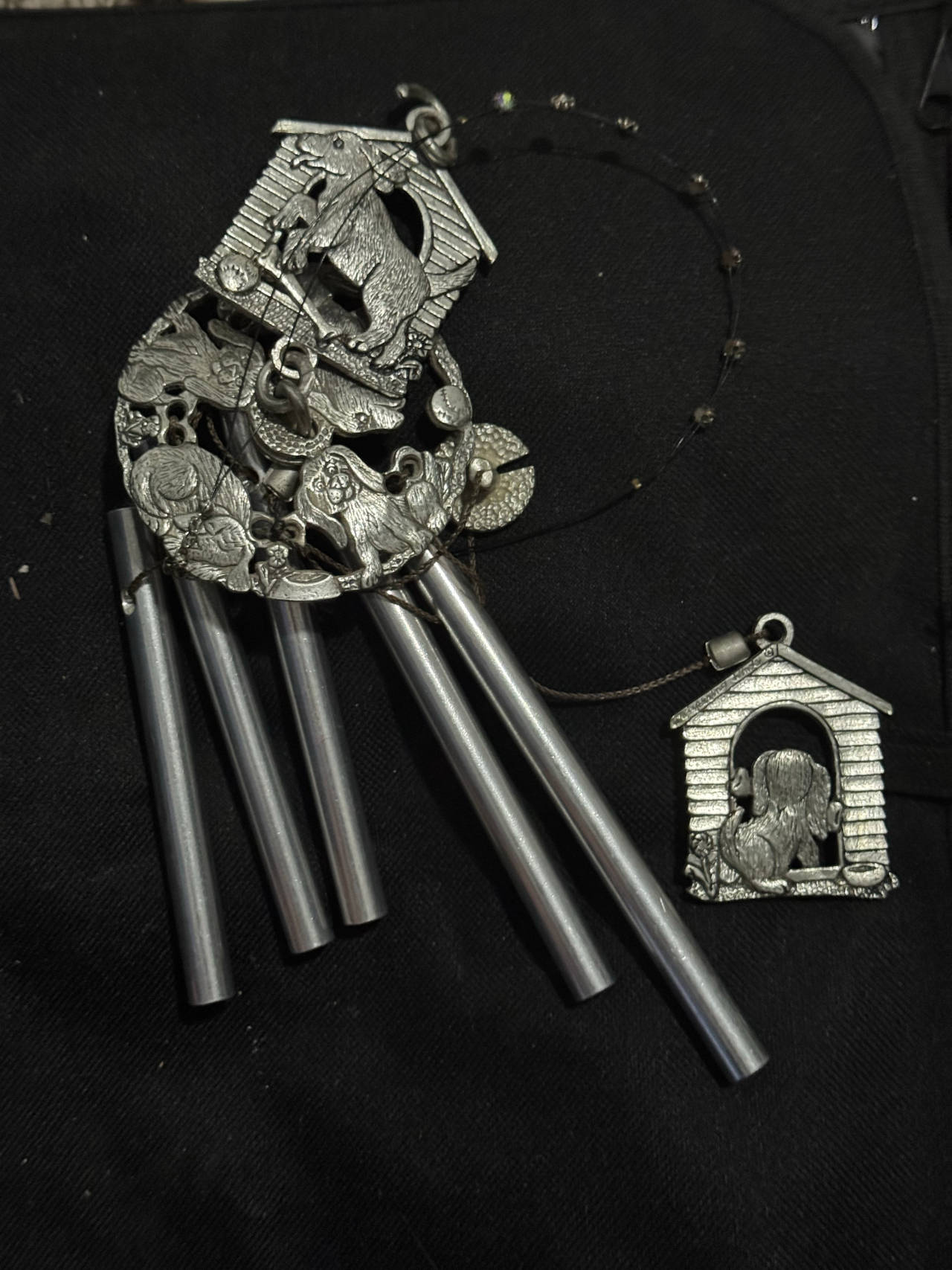 Pewter Dog Puppy Wind Chime