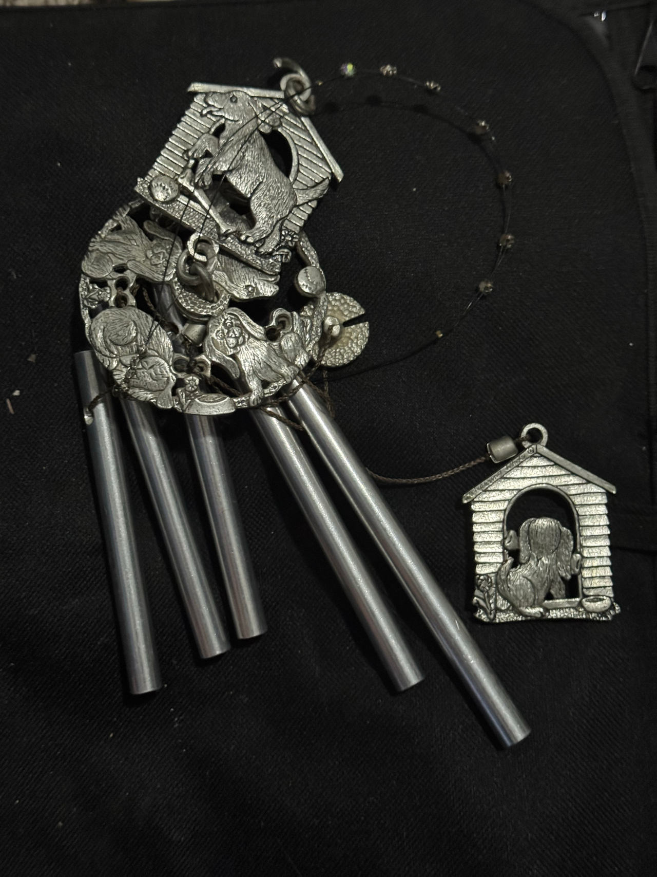 Pewter Dog Puppy Wind Chime