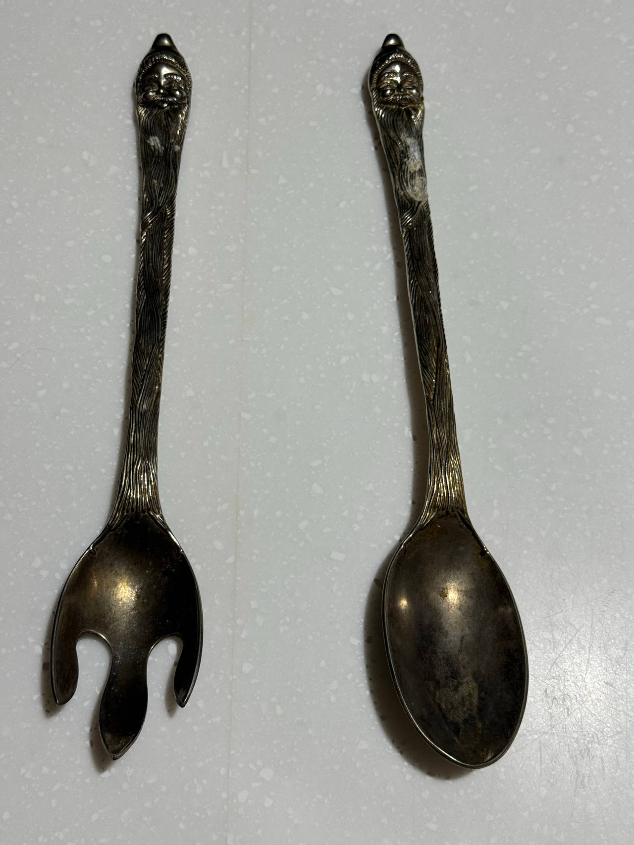 International Silver Santa Claus Salad Servers