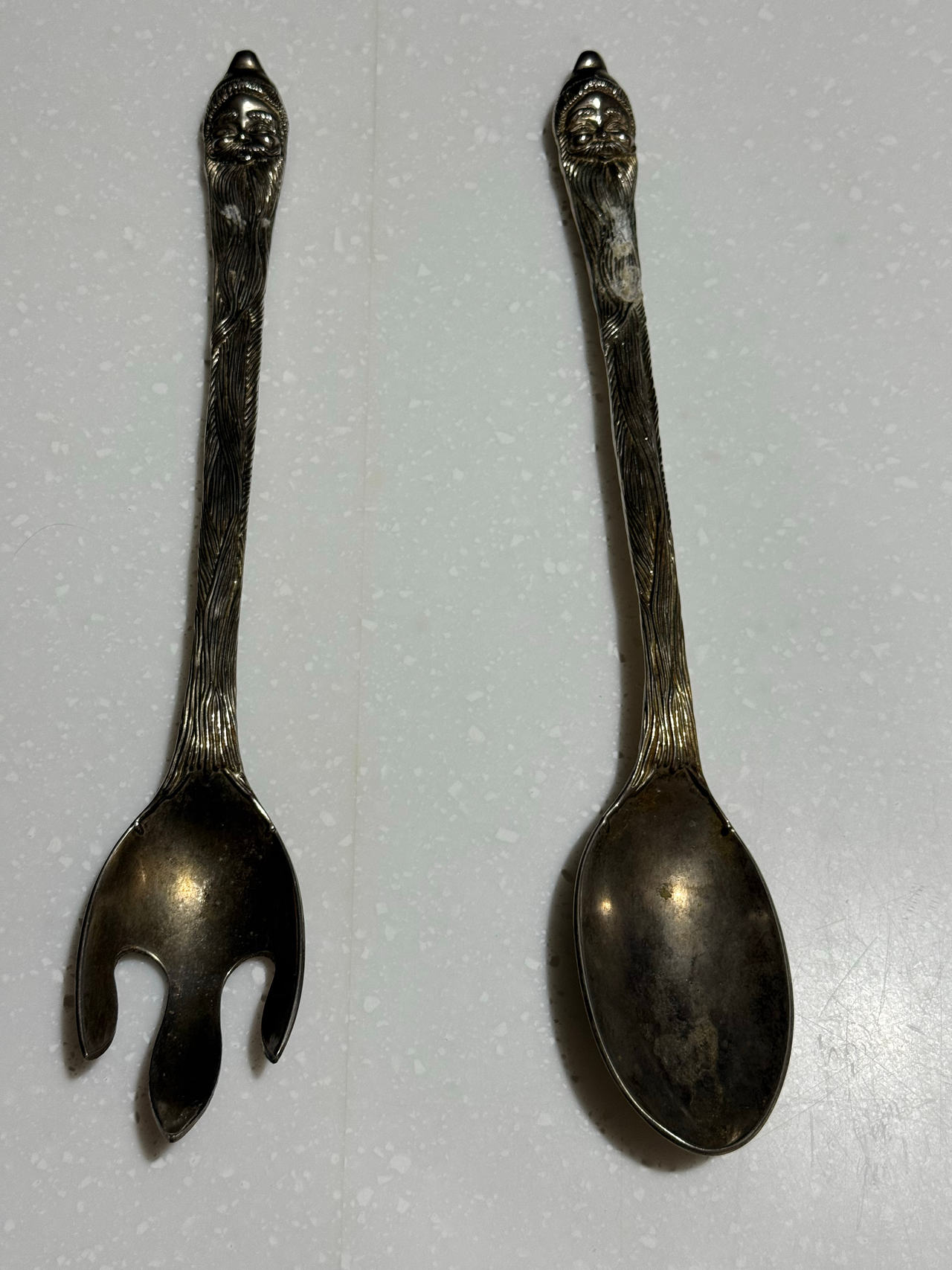 International Silver Santa Claus Salad Servers