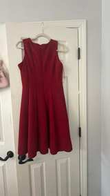 Red Sleeveless Textured A-Line Dress - Image 3