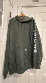 Carhartt Men's Green Gray Logo Hoodie XL Tall Loose Fit Sweater  - Image 4