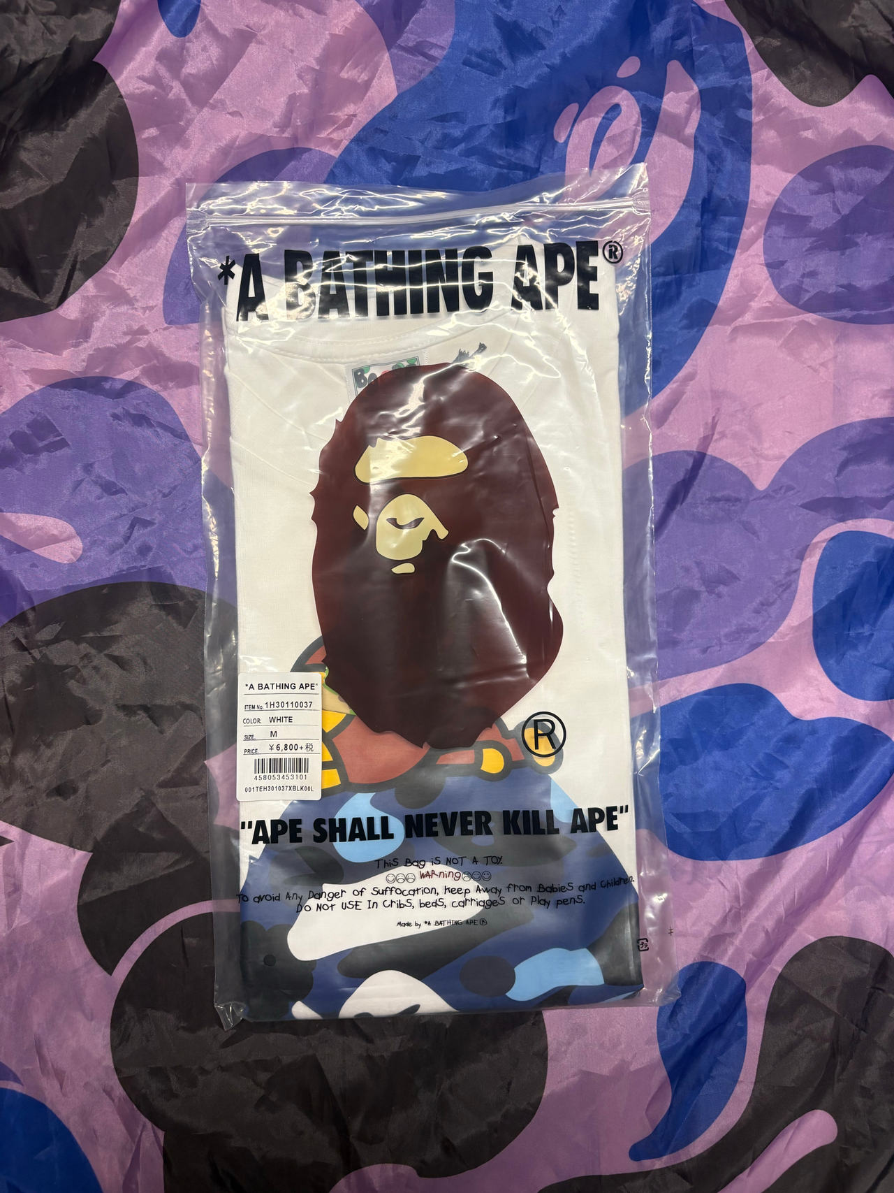 A Bathing Ape Big Ape Head Baby Milo Tee White/Blue Camo