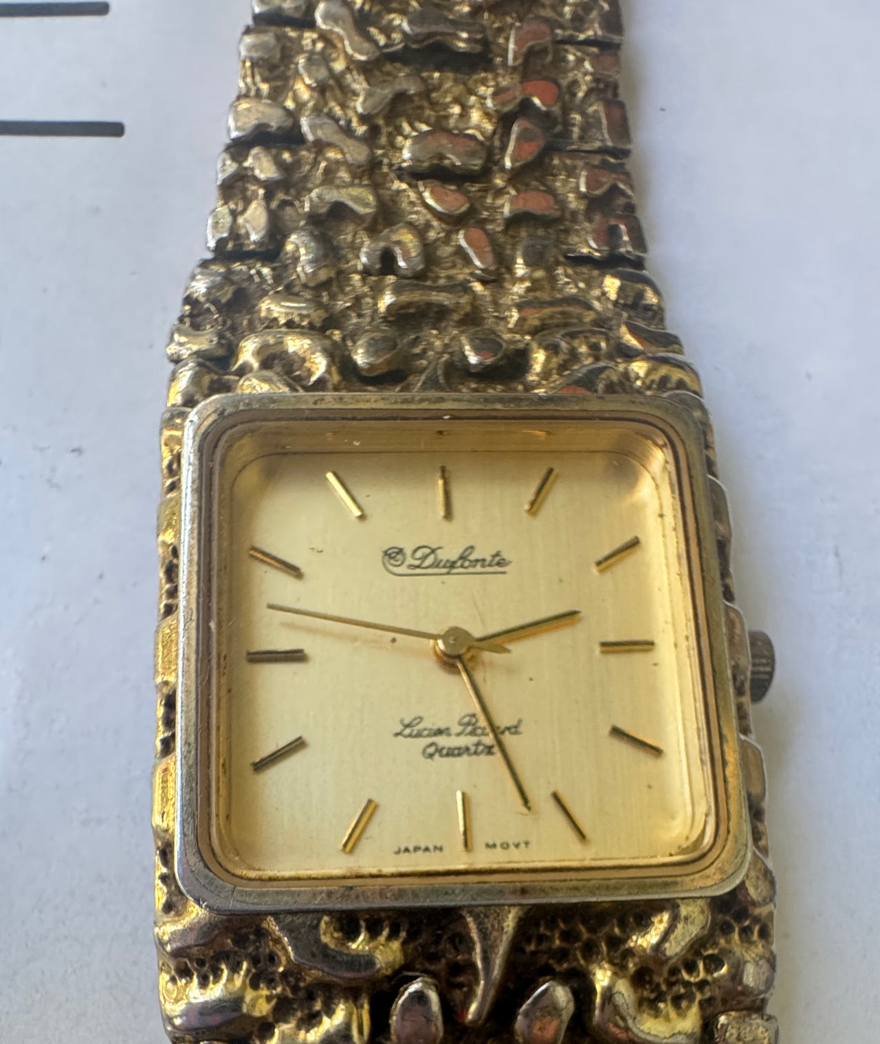 Dufonte by Lucien Piccard Gold Tone Nugget Watch