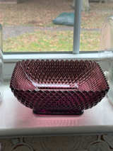Vintage Diamond Point Amethyst Glass Bowl - Image 1