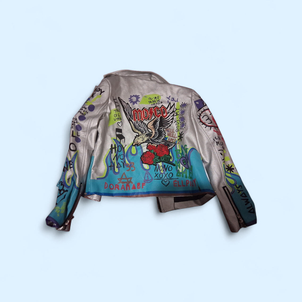 Graffiti Studded Moto Jacket