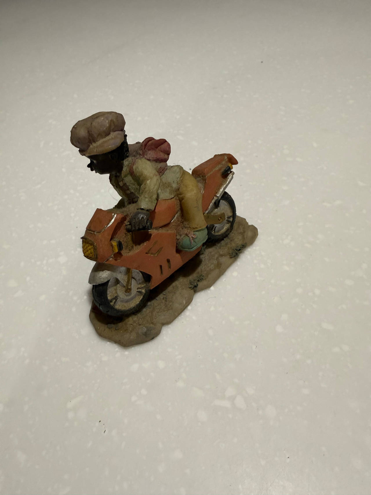 Vintage Style Boy on Motorcycle Figurine