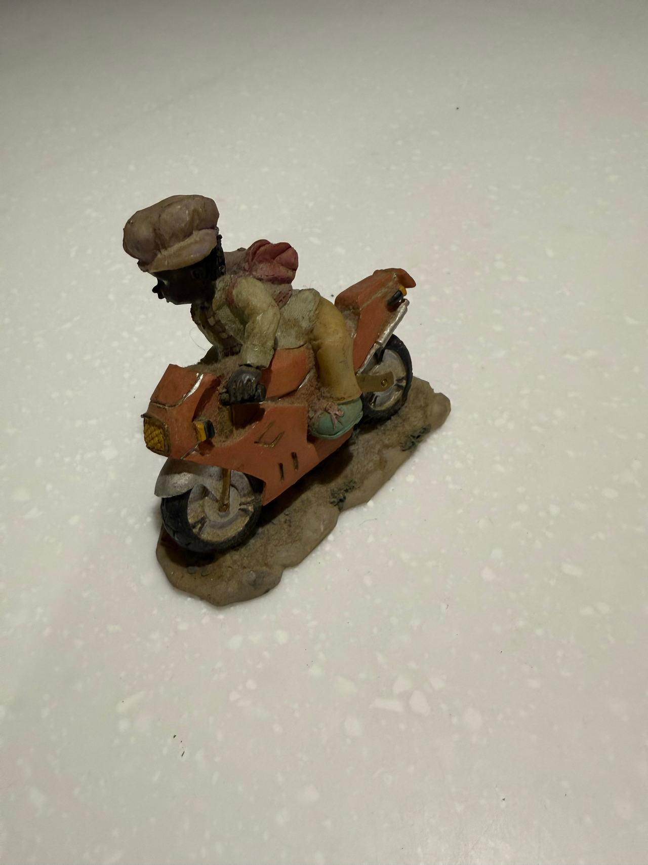 Vintage Style Boy on Motorcycle Figurine