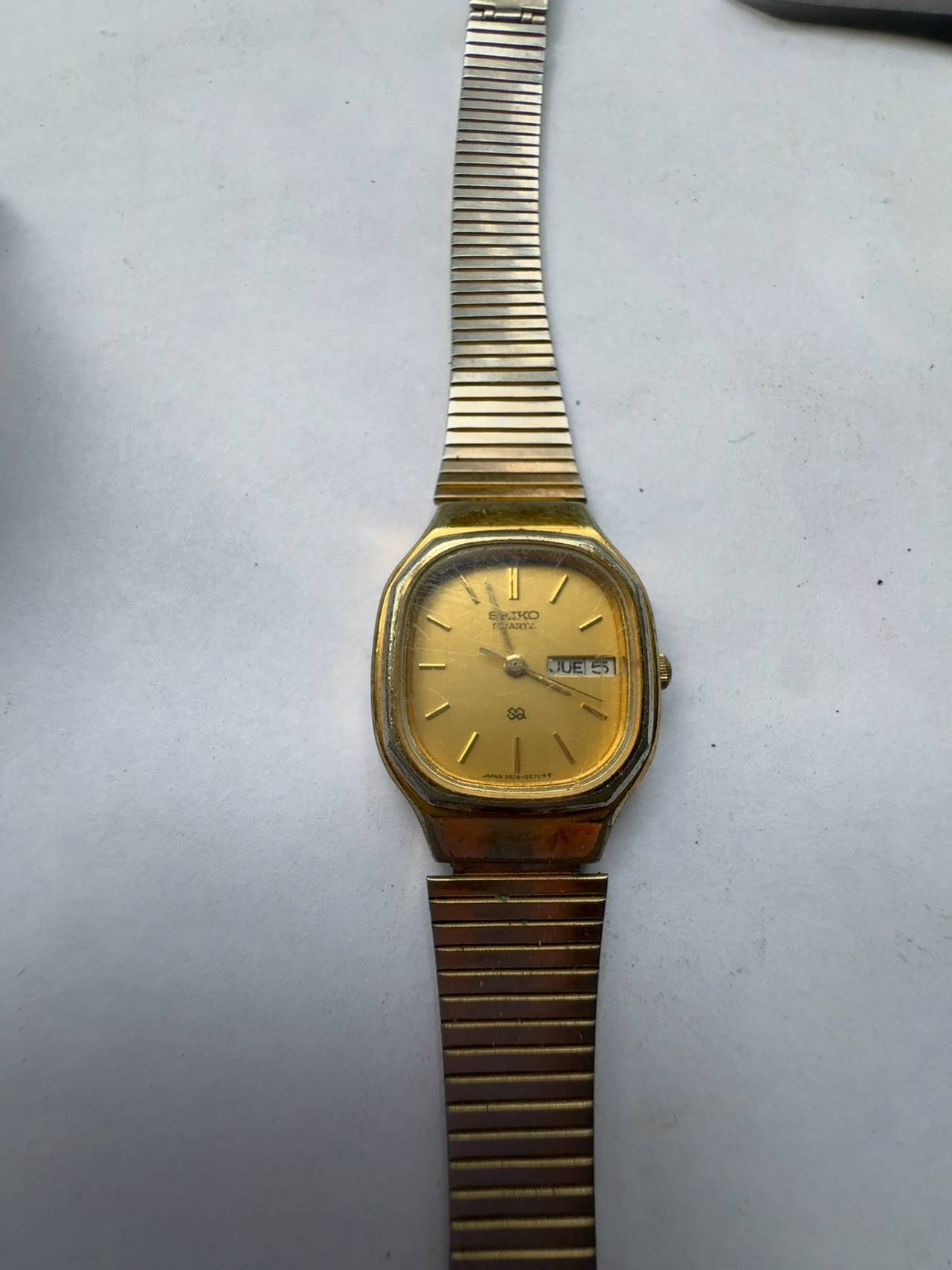 Seiko SQ Square Gold Day Date Men's Quartz Watch