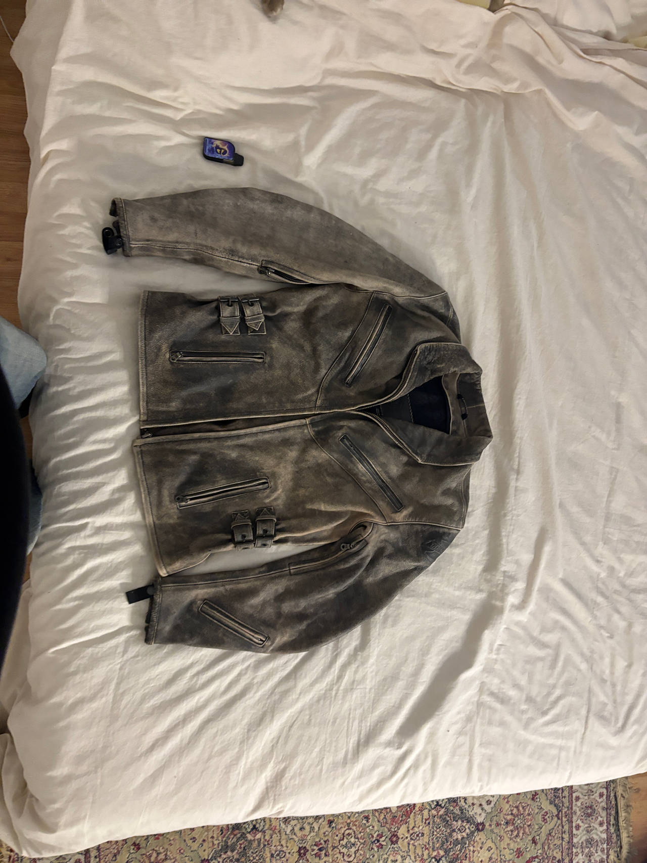 Distressed Leather Motorcycle Jacket