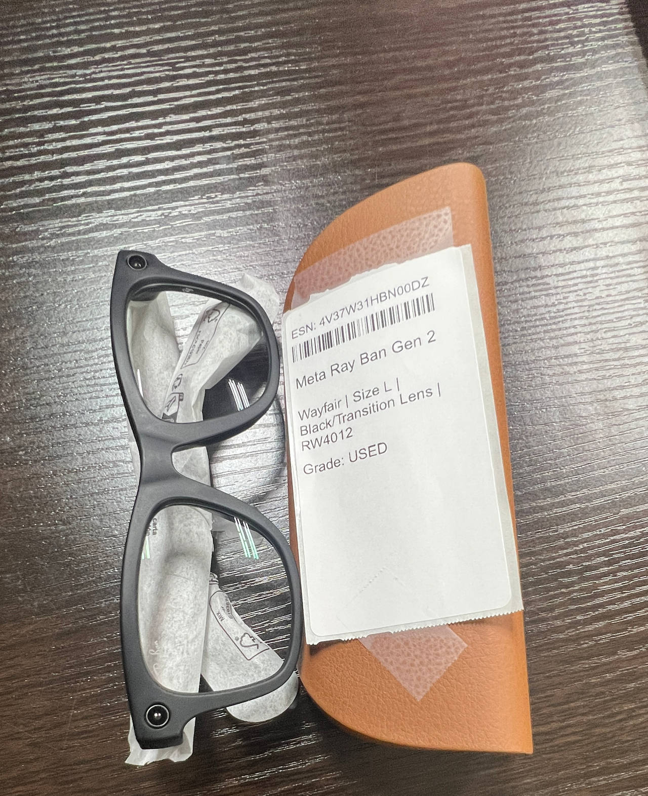 Ray-Ban Meta Wayfarer Smart Glasses Gen 2 Black Transition Lens Size L