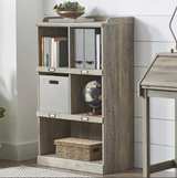 Better Homes & Gardens Modern Farmhouse 5-Cube Organizer Bookcase with Name Plates, Rustic Gray Finish - Image 4