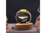 3D Crystal Ball Night Lamp, USB Table Colorful LED Wooden Base Crystal Ball - Image 1