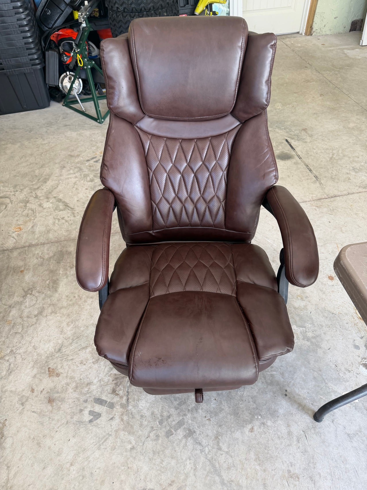 Brown Faux Leather Executive Office Chair with Footrest