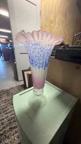 Vintage Hand-Blown Spatter Art Glass Trumpet Vase - Image 4