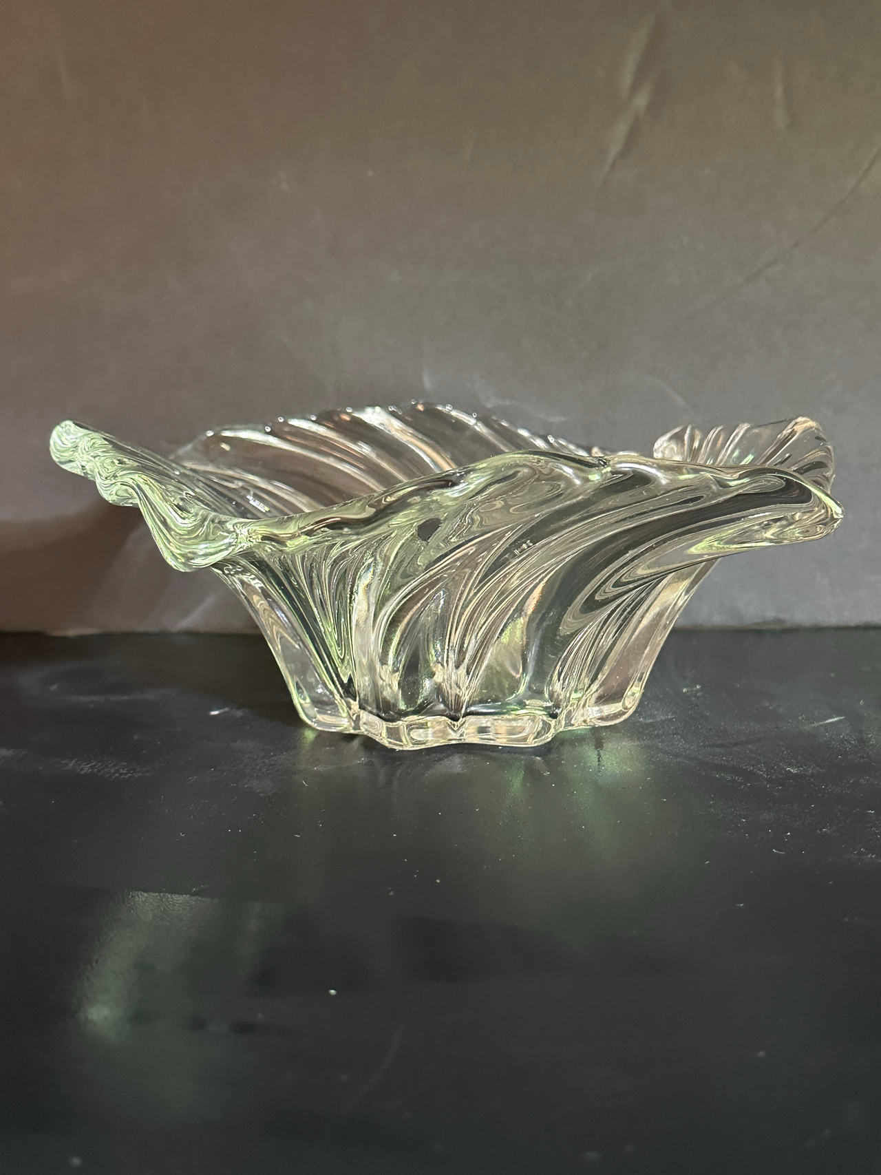Vintage Mikasa Ruffled Glass Shell Bowl