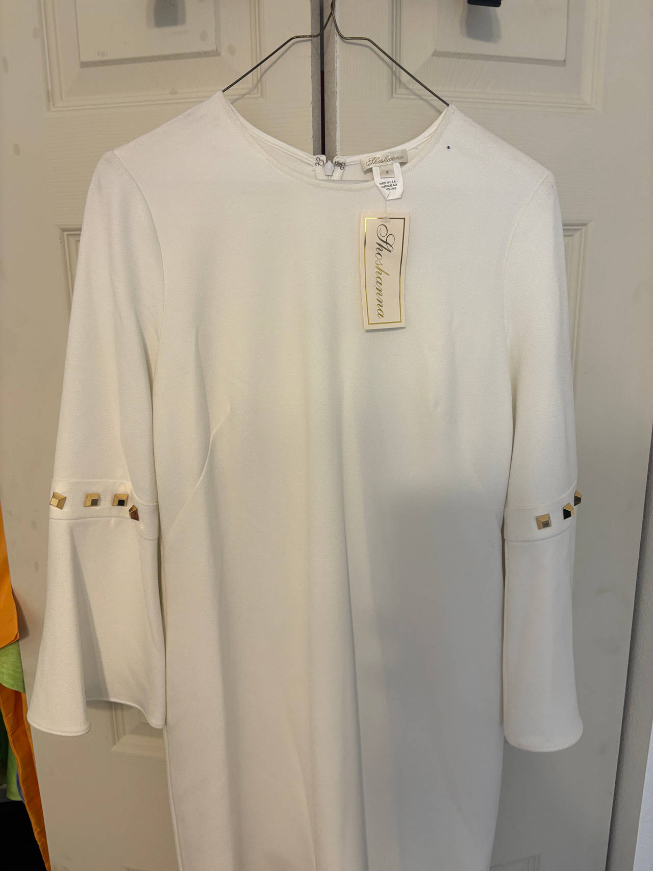 Shoshanna White Bell Sleeve Studded Dress