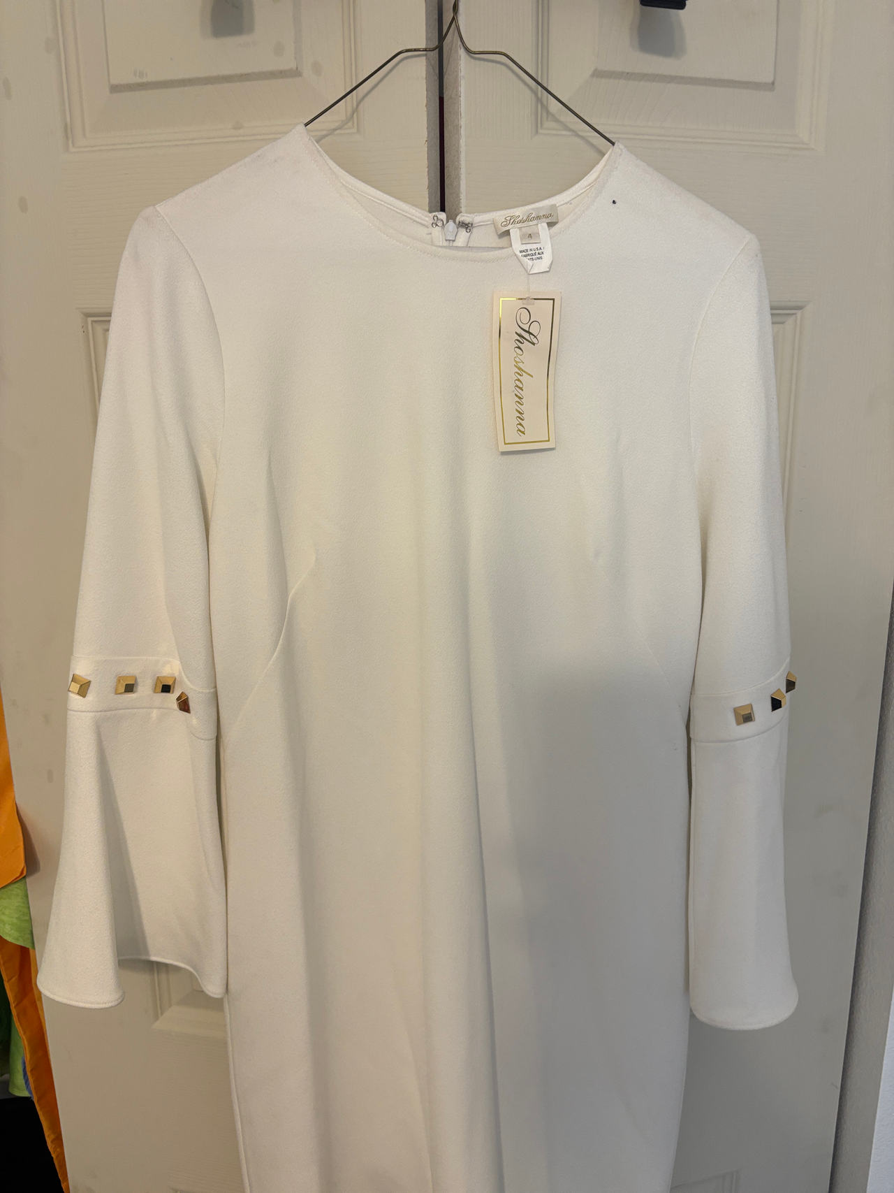 Shoshanna White Bell Sleeve Studded Dress