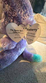 Ty Beanie Boo Blueberry Monkey Plush Medium Buddy Size  - Image 3