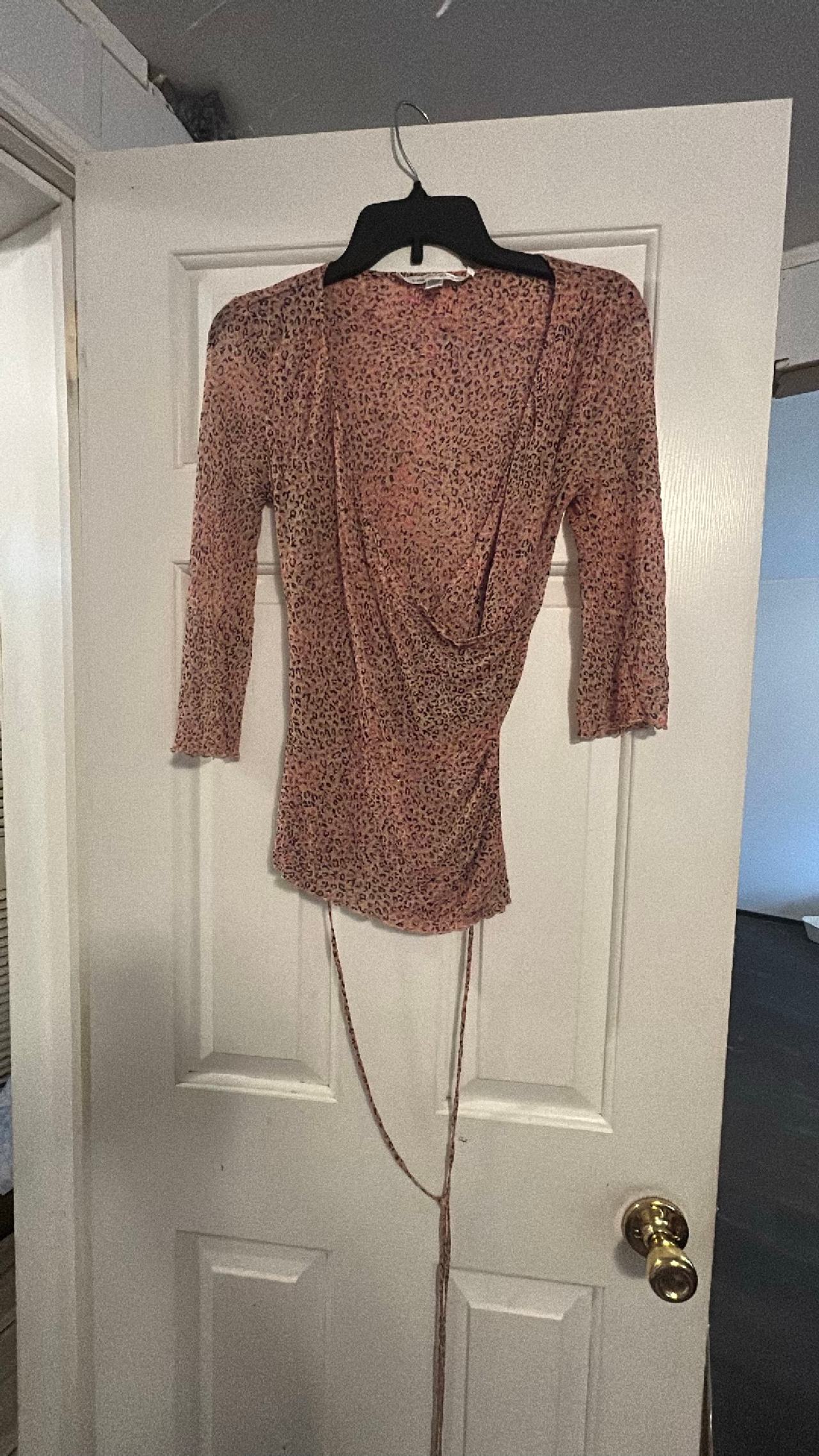 Diane von Furstenberg Pink Leopard Silk Jersey Wrap Top