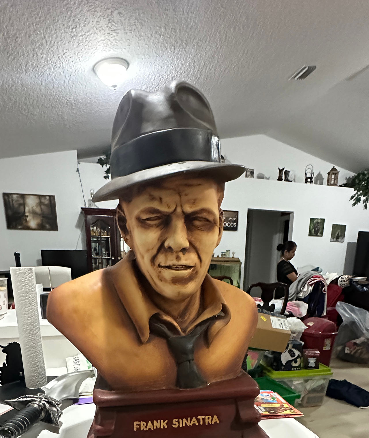 Frank Sinatra Bust Statue with Fedora