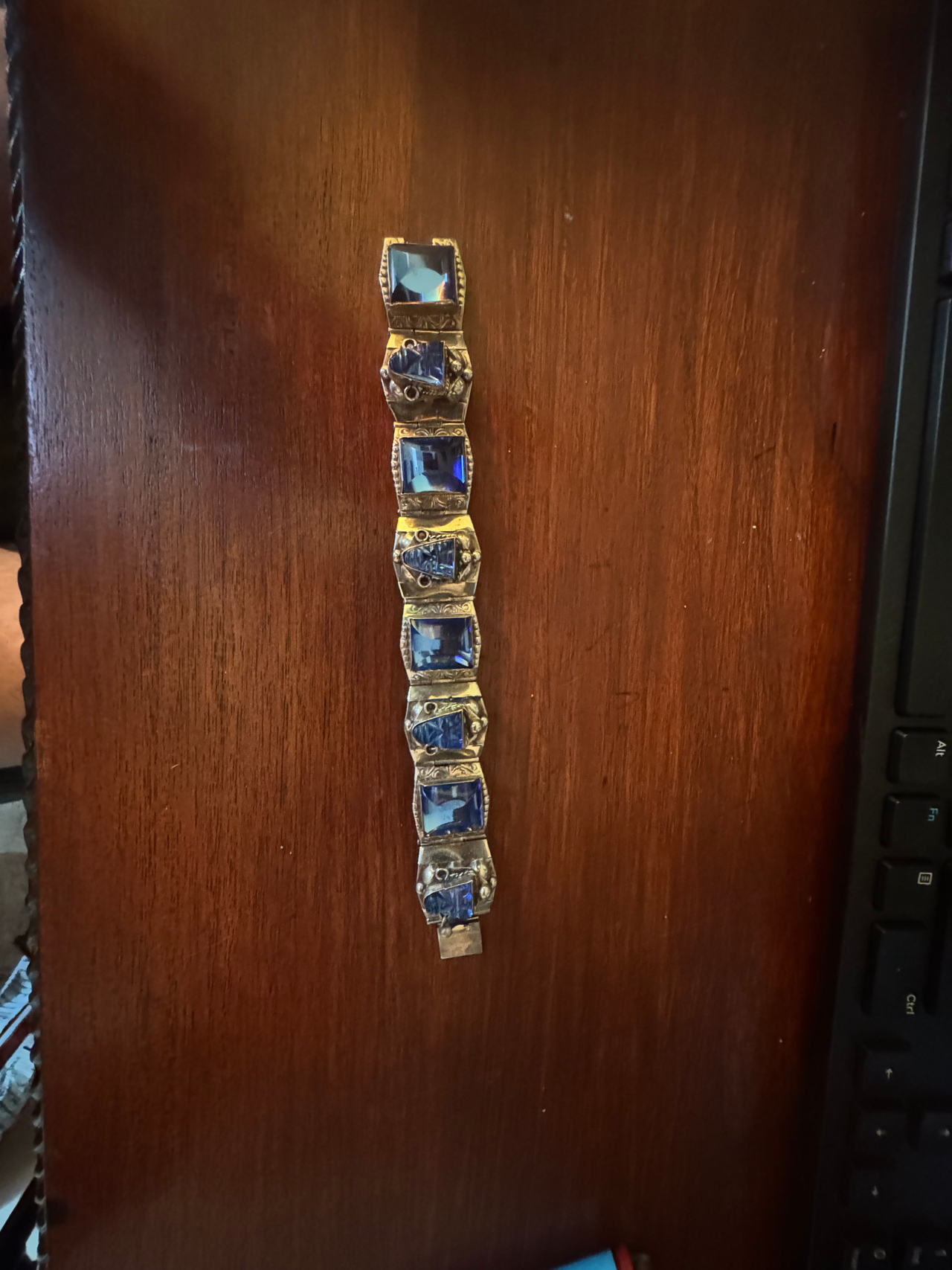 Art Deco Blue Glass Bracelet