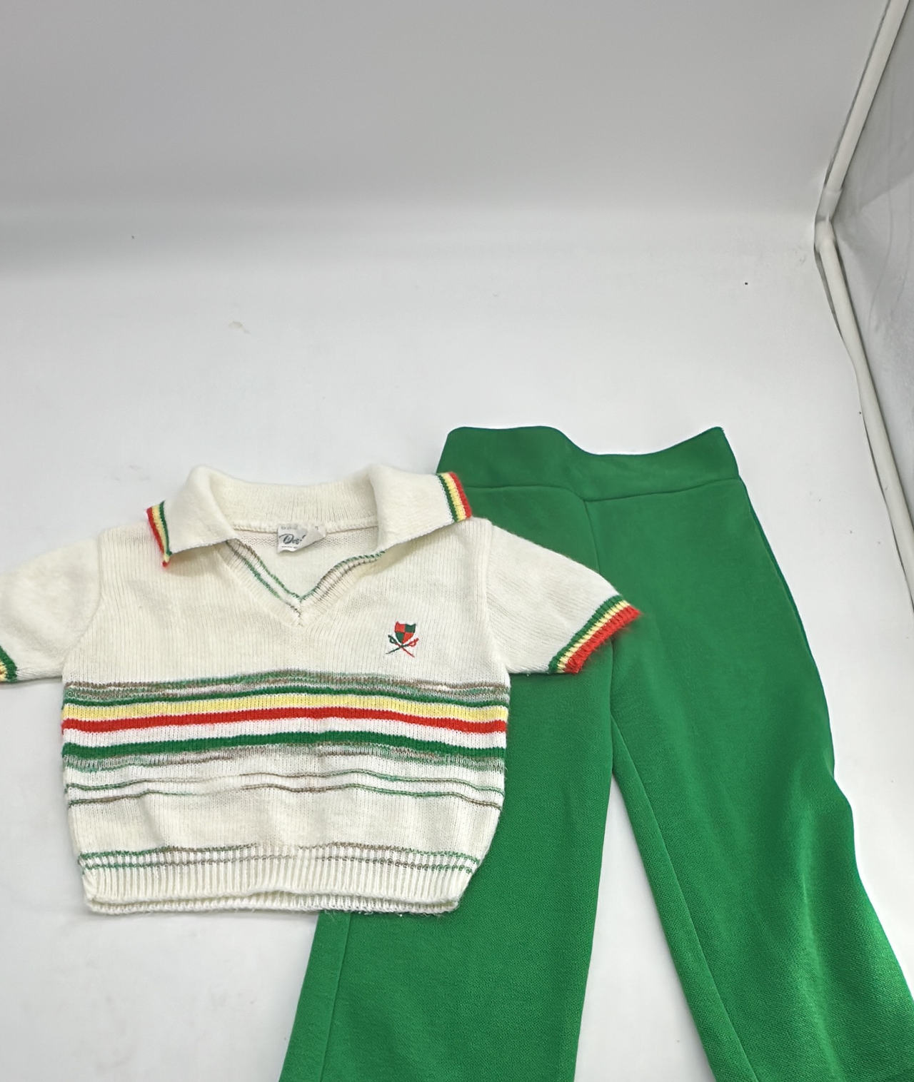 Vintage Doe Spun Boys 2-Piece Knit Polo & Bell Bottom Set