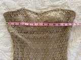 Caché Crocheted Gold Lace Strapless Dress with Removable Straps - Image 6